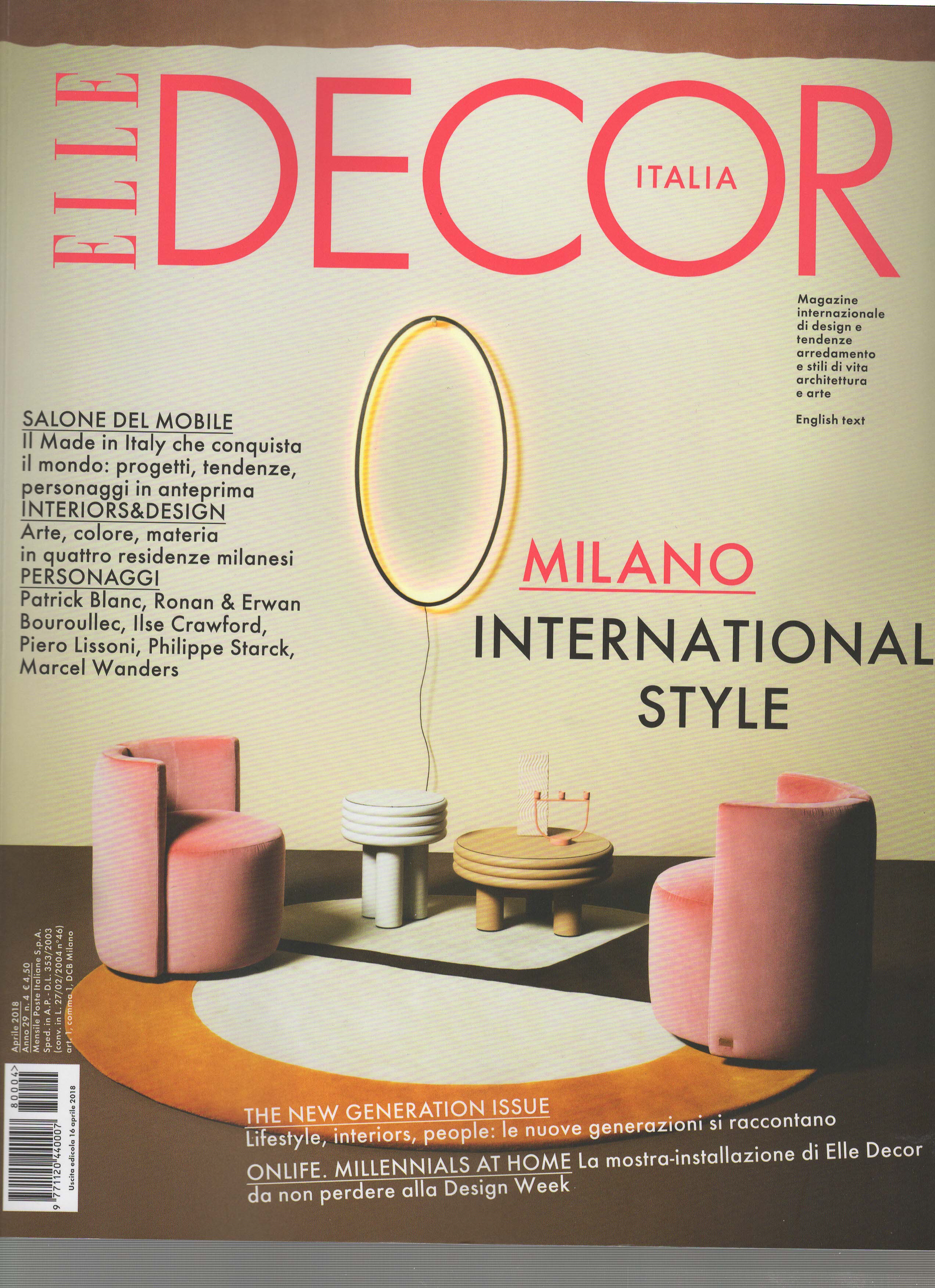 Articolo su Elle Decor – Aprile 2018